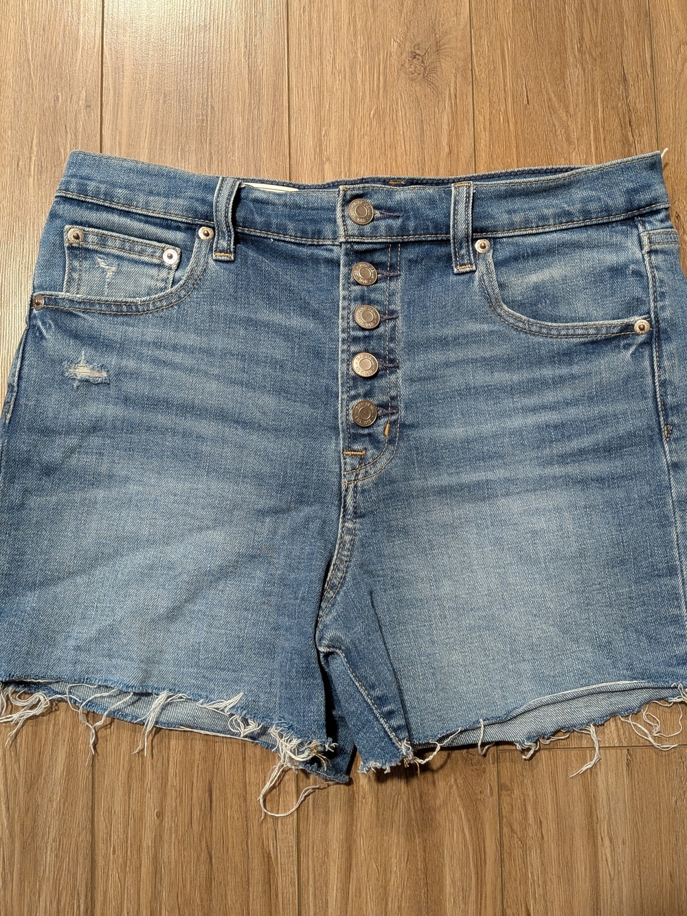 GAP Light Blue High-Rise Button-Front Denim Shorts